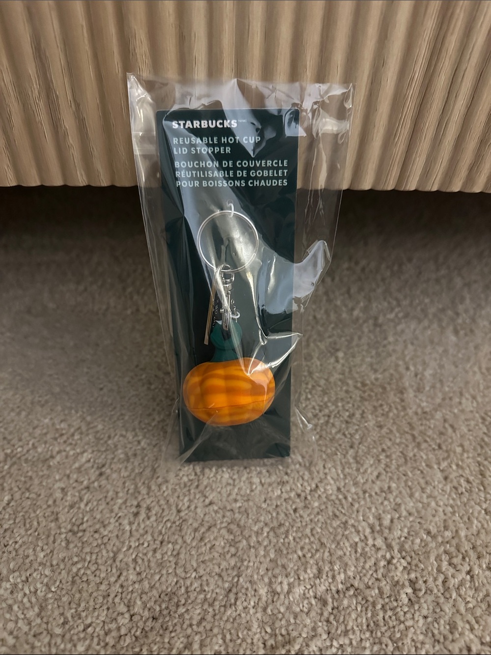 Starbucks Pumpkin Keychain Lid Stopper in Orange & Green Brand New